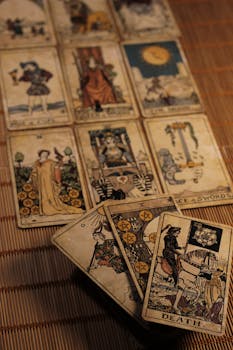 A captivating spread of vintage tarot cards